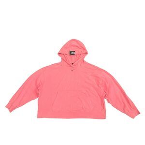 Nike Sportswear Washed Hoodie Womens Large Pink Cropped Swoosh CZ9854-675